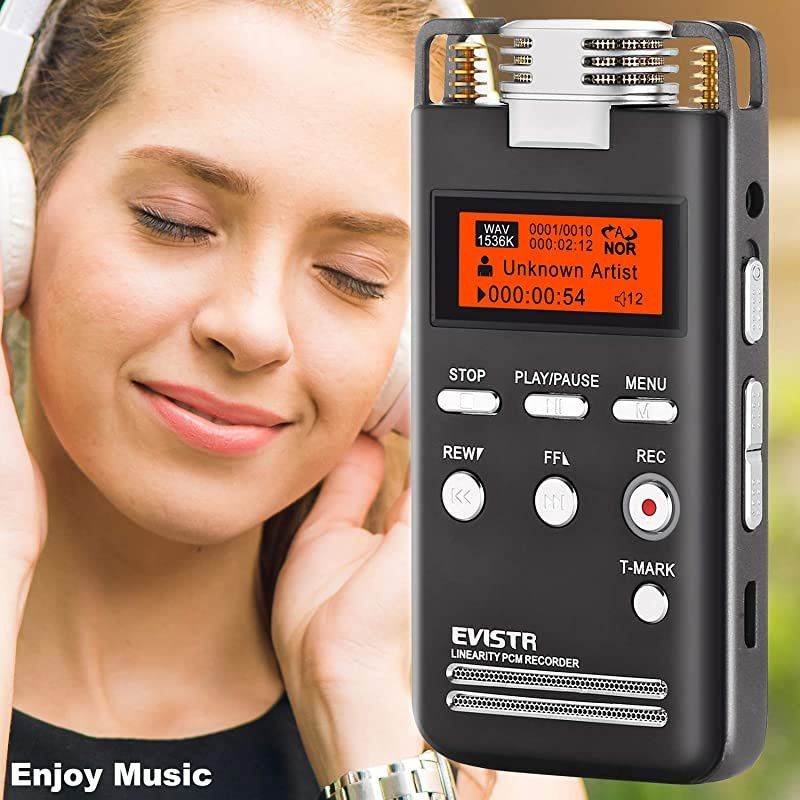 Digital Voice Recorder 8GB L531536KPBS PCM Stereo Audio Recording Device Portable Dictaphone Microphone Gain Controllable Noise Reduction
