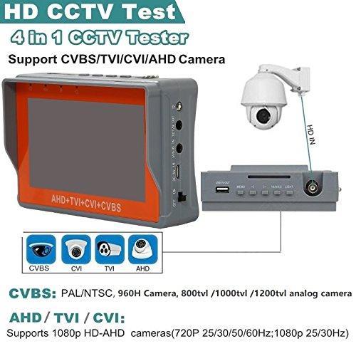 4.3 Inch Wrist CCTV Tester, ZUEXT 4 in 1 1080P Portable Camera Tester AHD TVI CVI CVBS Tester TFT LCD Monitor Analog Video Test Cable Test PTZ Control 12V Power Output