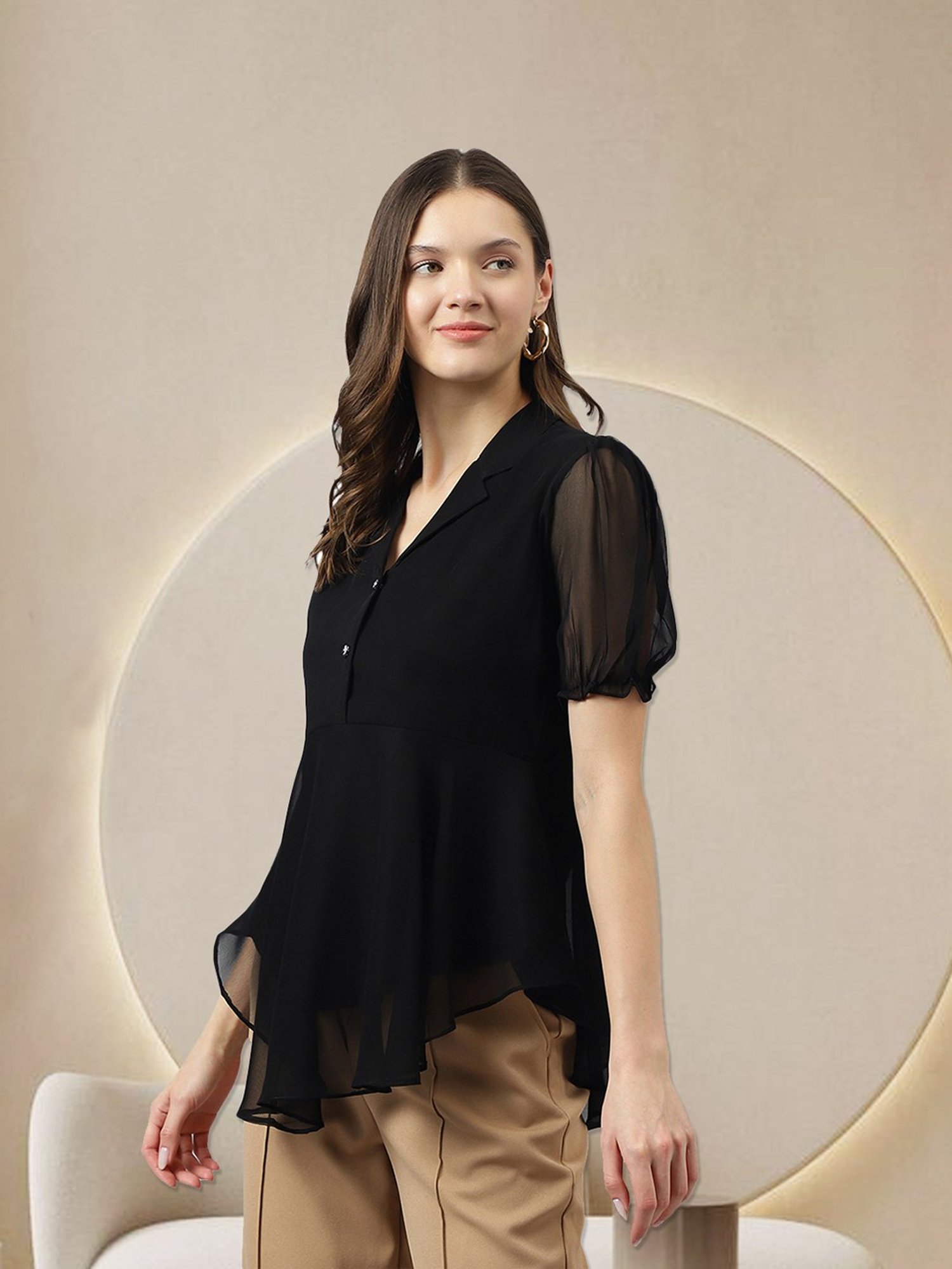 KERI PERRY Black Regular Fit Top