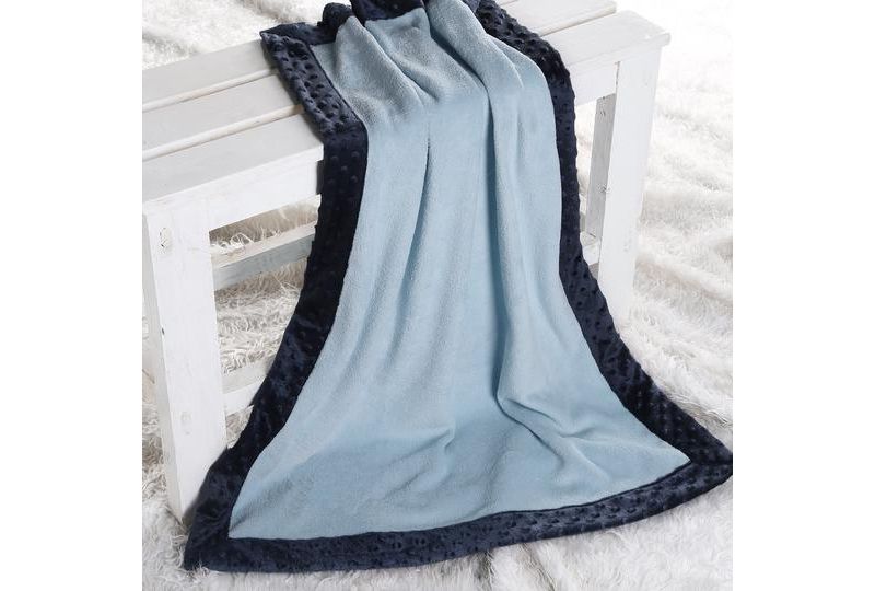 Bacati - Solid Baby Blue with Solid Border Blanket (Baby Blue/Navy Border)