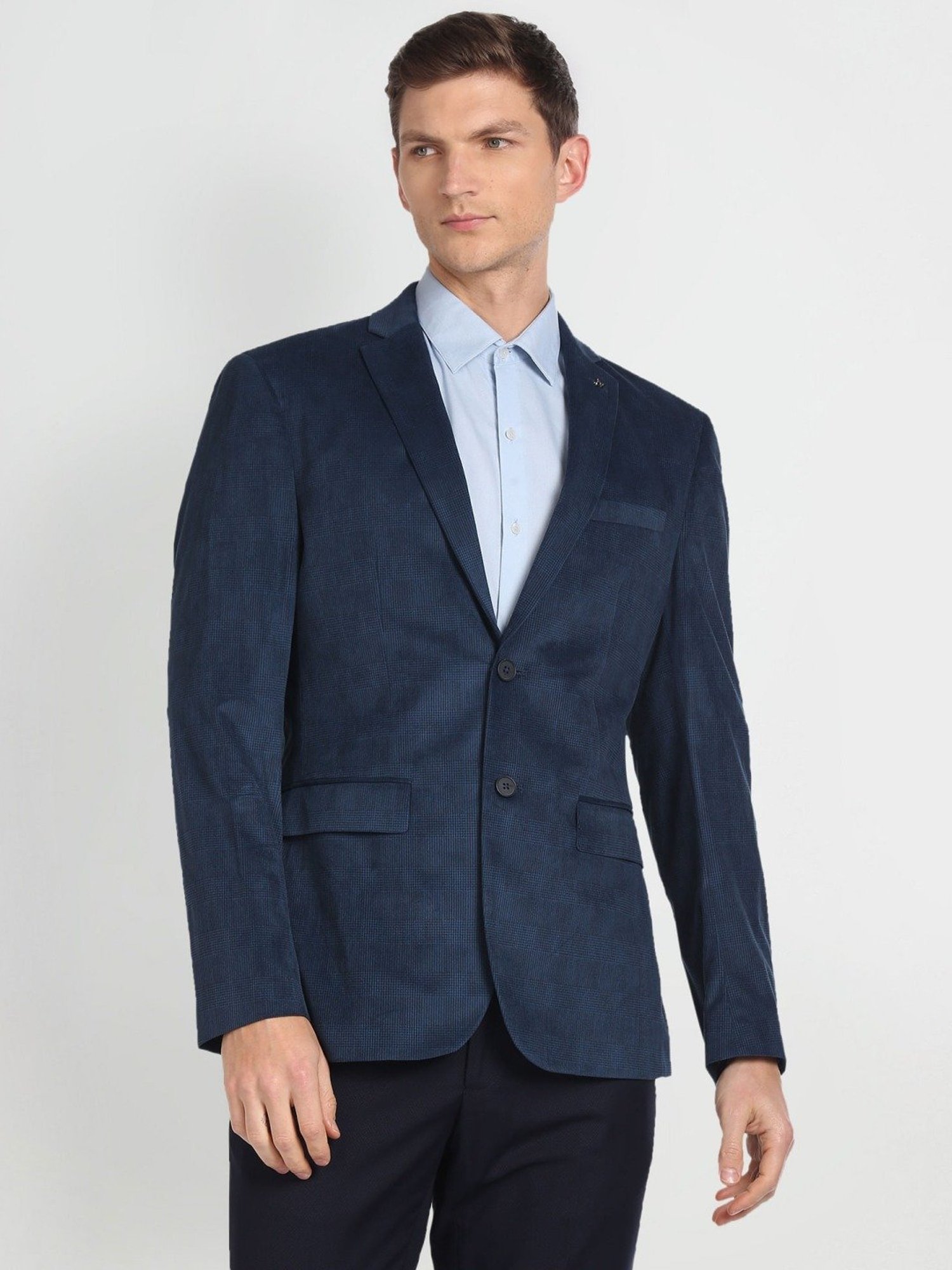 Arrow Blue Slim Fit Checks Blazer