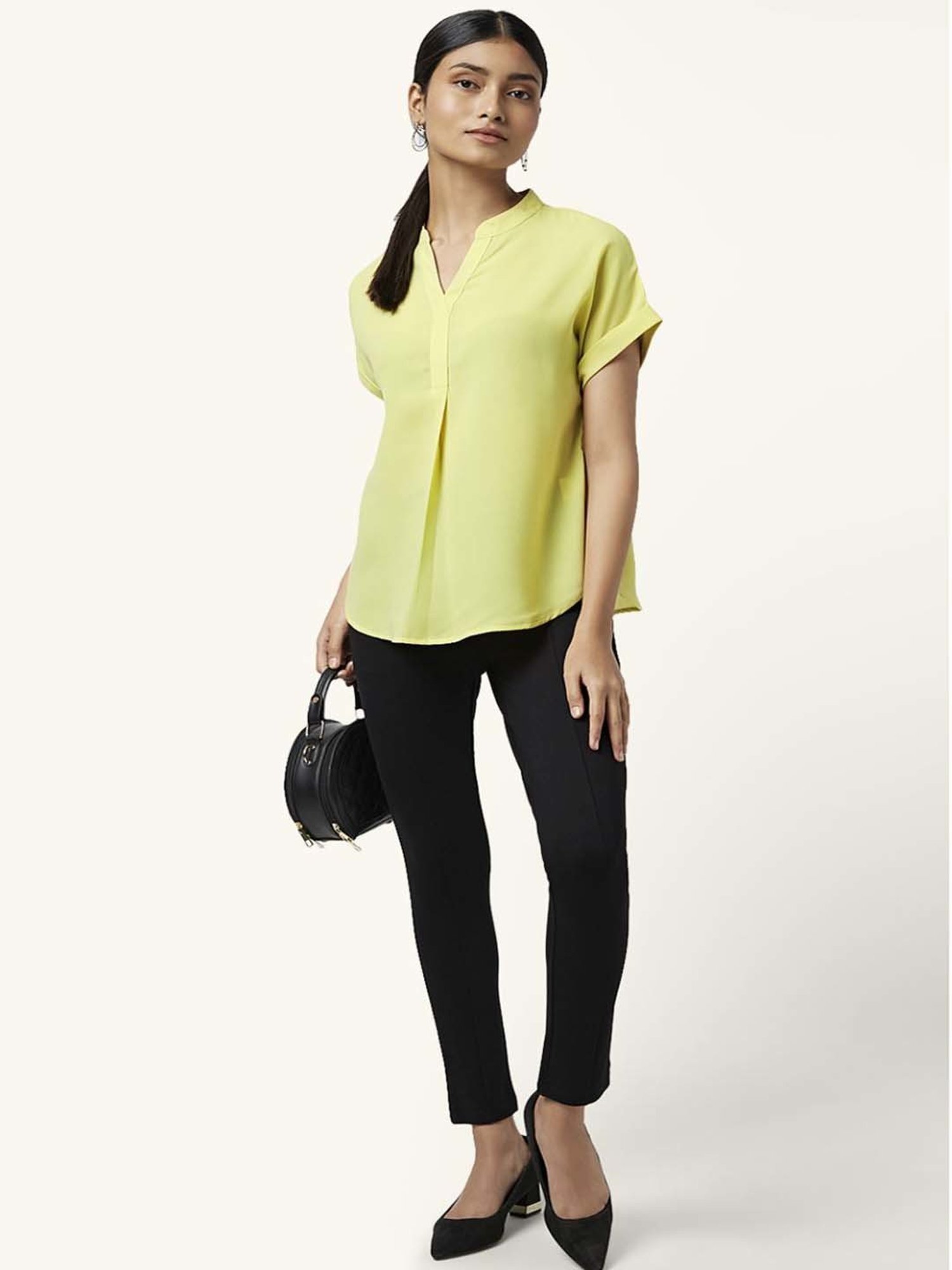Annabelle by Pantaloons Lime Yellow Regular Fit Top