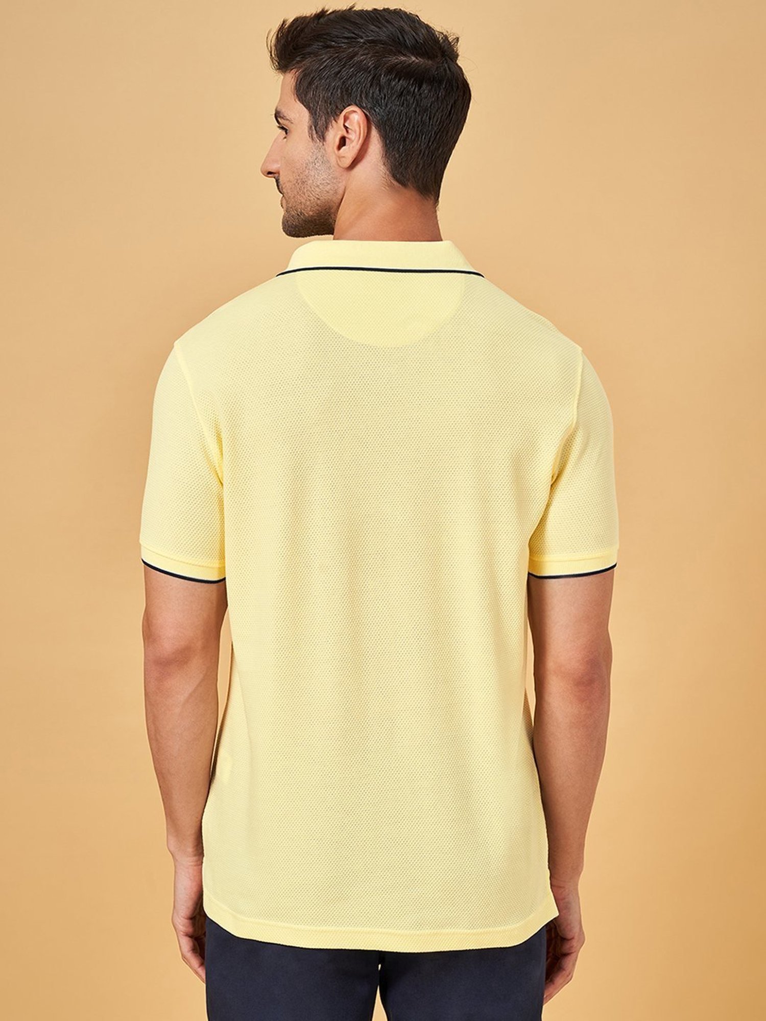 Byford By Pantaloons Yellow Slim Fit Polo T-Shirt