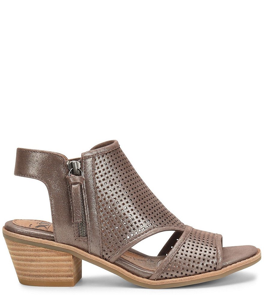 Sofft Sara Perforated Leather Stacked Heel Shooties