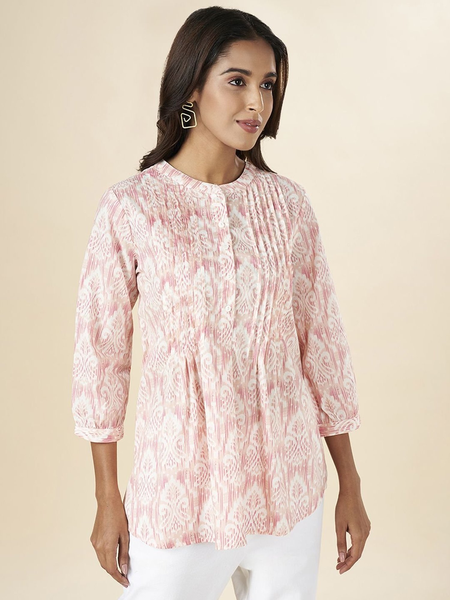 Akkriti by Pantaloons Pink Cotton Printed Tunic
