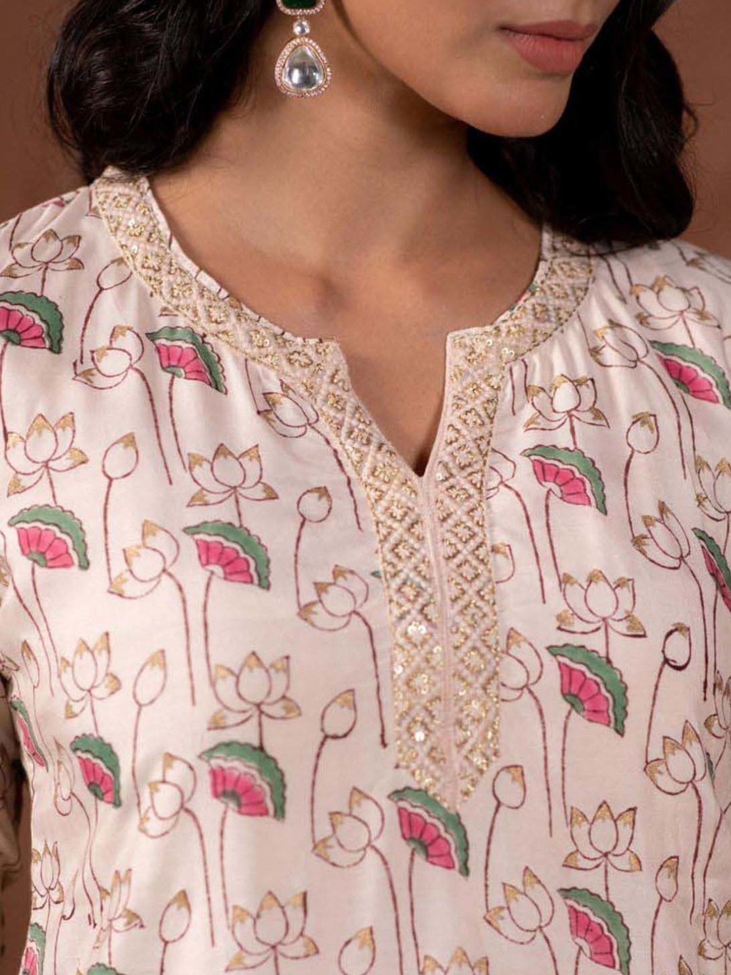 Prakriti Jaipur Peach Chaashini Kamal Kurta