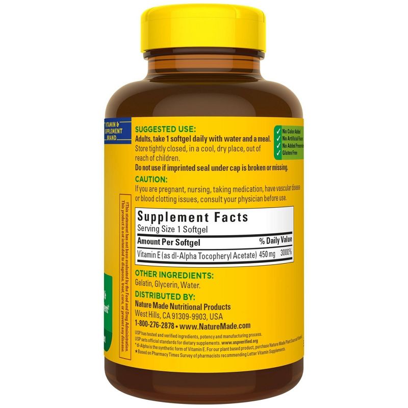 Nature Made Vitamin E 450 mg (1000 IU) dl - Alpha Softgels - 120ct