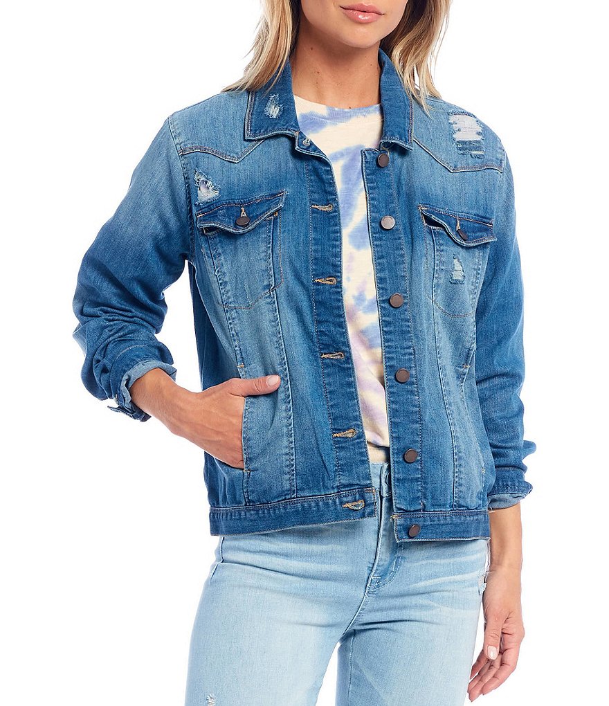 Democracy Western Distressed Detail Denim Jacket