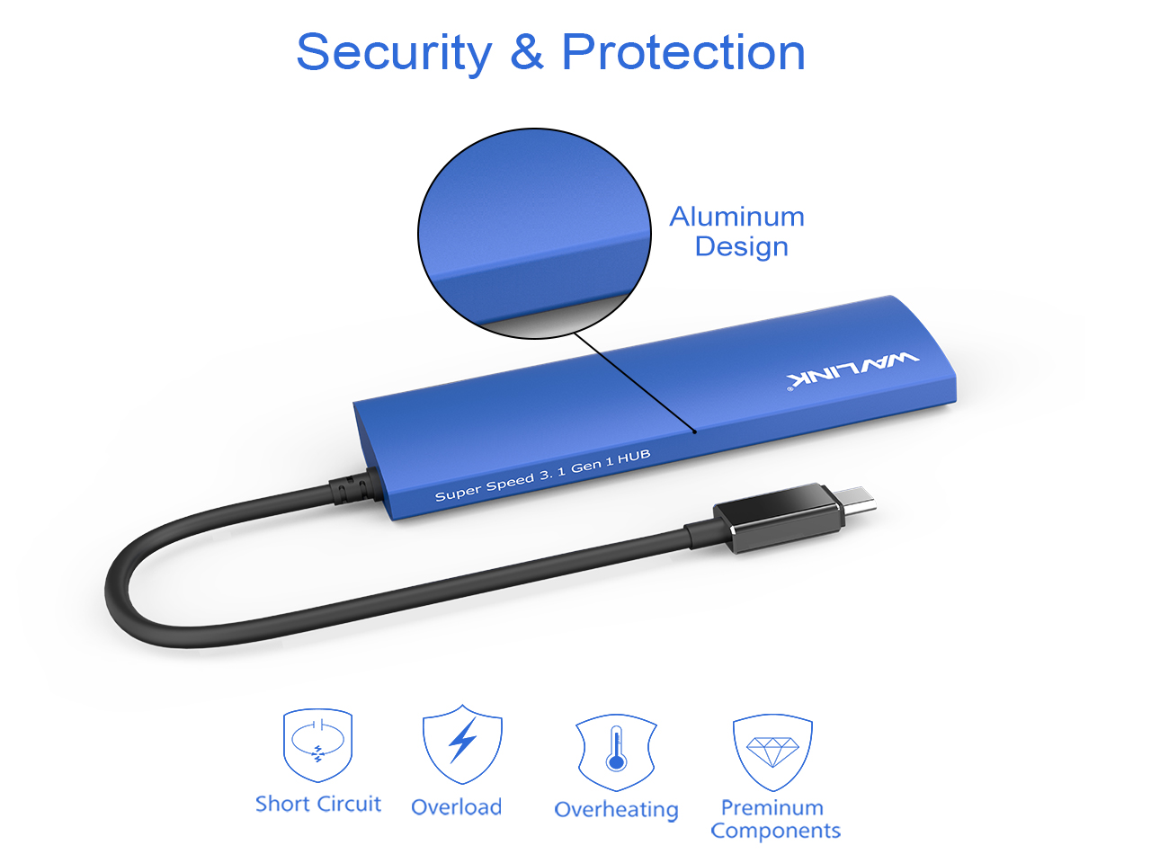 Wavlink USB C Hub, Type C Adapter Mini Docking Station with 4K HDMI Port, 2 USB 3.0, TF/SD Card Reader, USB-C PD3.0 100W  and Thunderbolt 3, LED indicator For MacBook Pro for MacBook Pro/Air