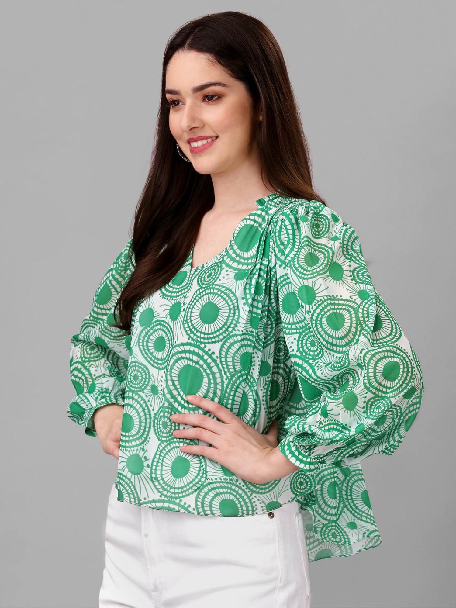 MASAKALI.CO Green Printed Top