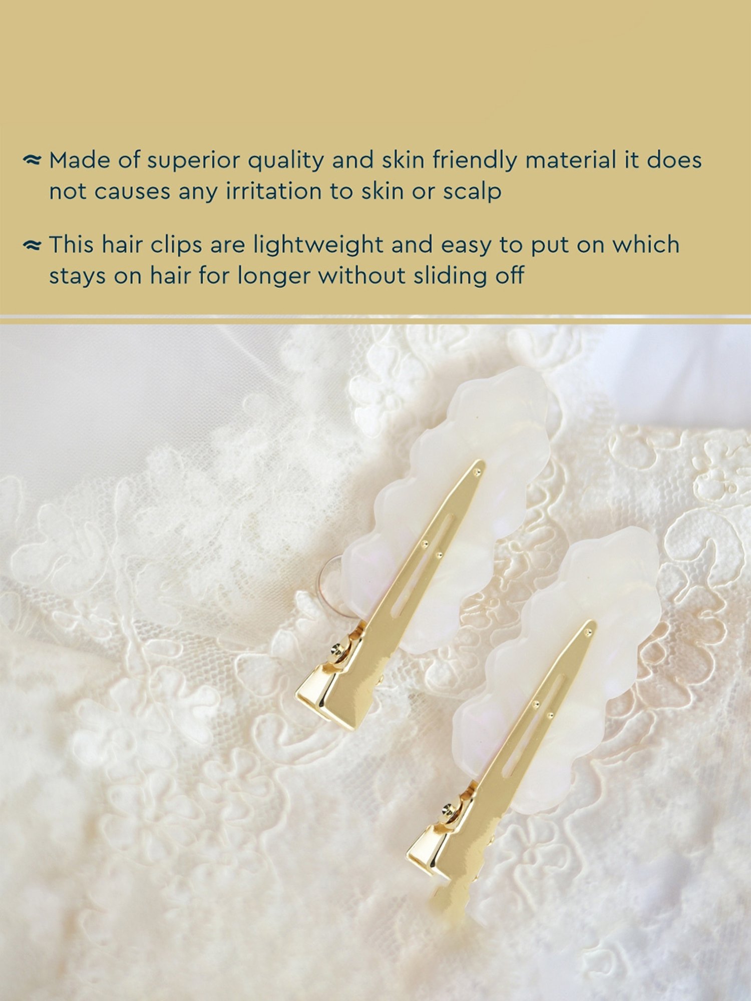 GUBB Pearl Leaf Hair Clips for Women - Pack of 2