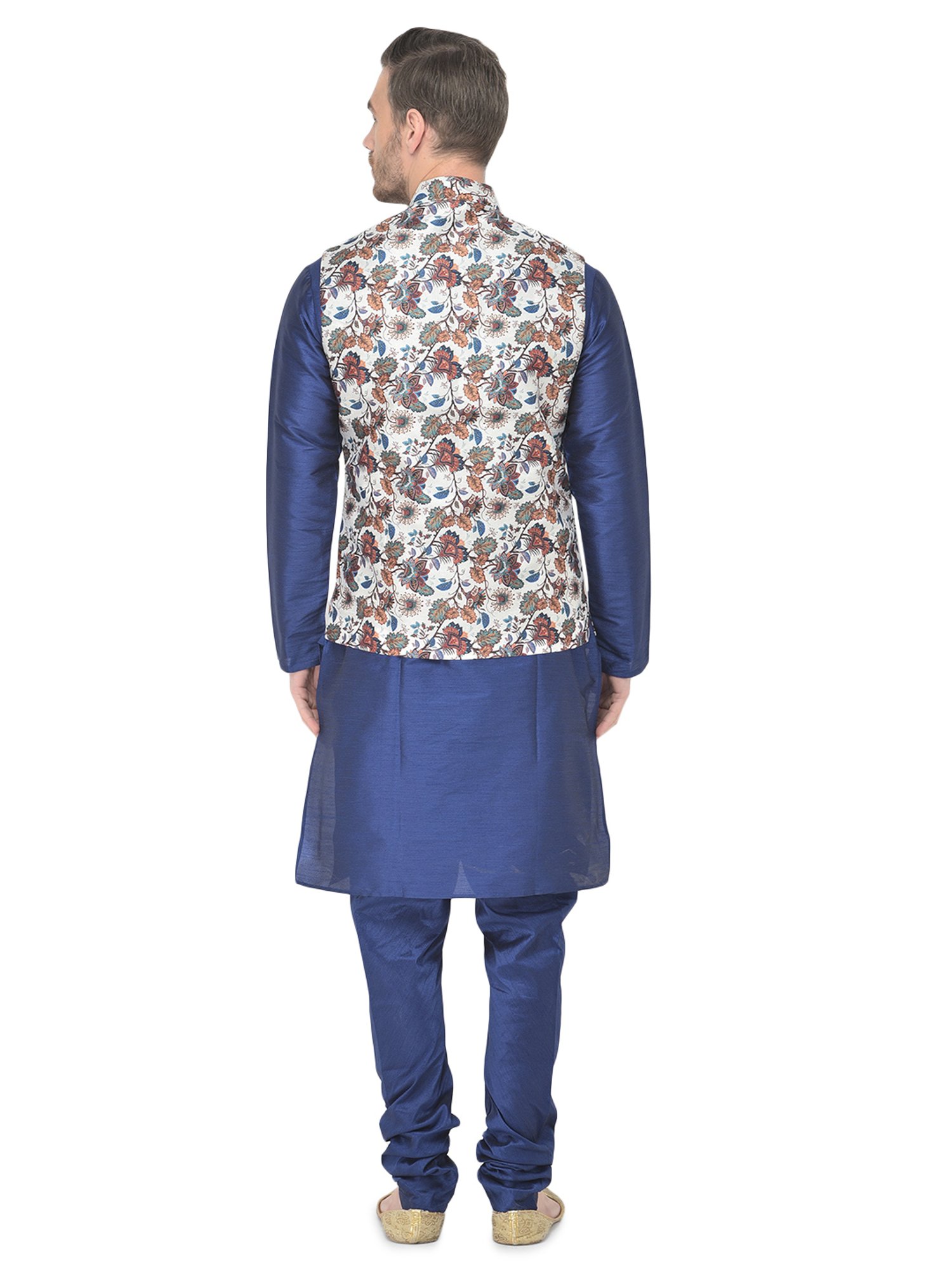 SG LEMAN Navy Regular Fit Printed Kurta Set