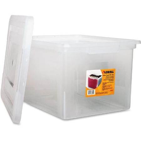 Lorell 68925 Letter/Legal Plastic File Box Stackable - 14.2" Width x 18" Depth x 10.8" Height - Plastic - Clear - File - 1 Each
