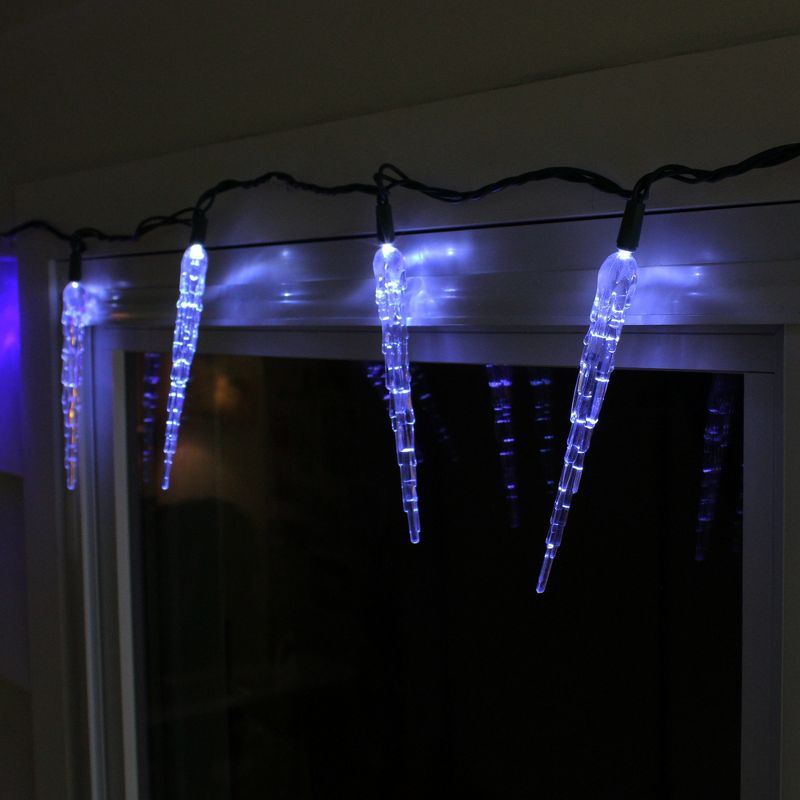 J. Hofert Co 10ct Color Changing LED Icicle Christmas Lights Blue/White - 6' Green Wire