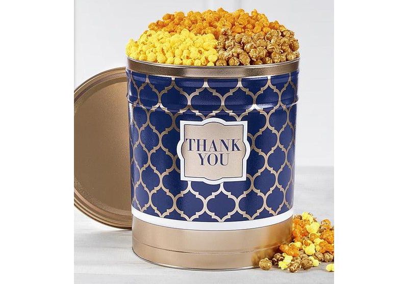 The Popcorn Factory Popcorn Gift Tin, Thank You, 6.5 Gallons (Robust Cheddar, Butter, Caramel)