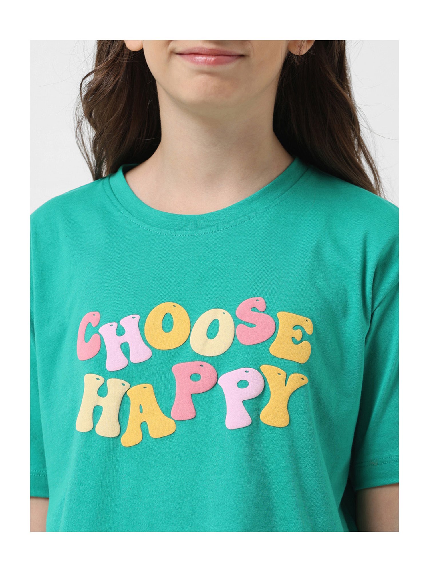 VERO MODA GIRL Green Printed T-Shirt