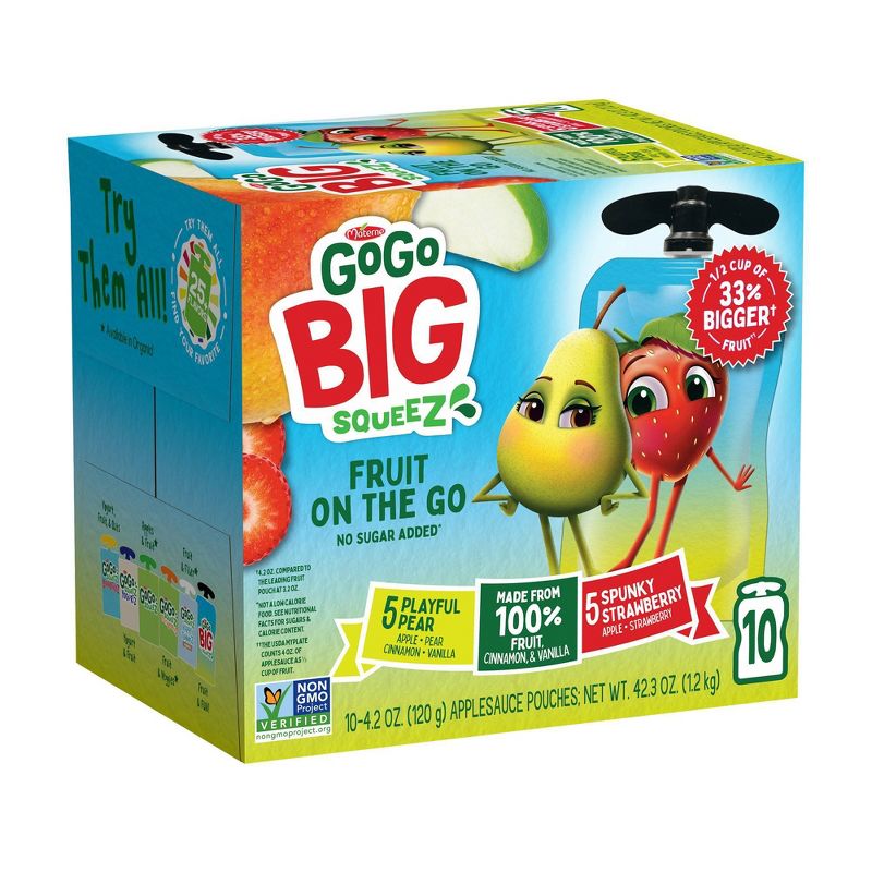 GoGo SqueeZ Big Variety Pack Apple Straw Pear Cinna Van - 42.3oz/10ct