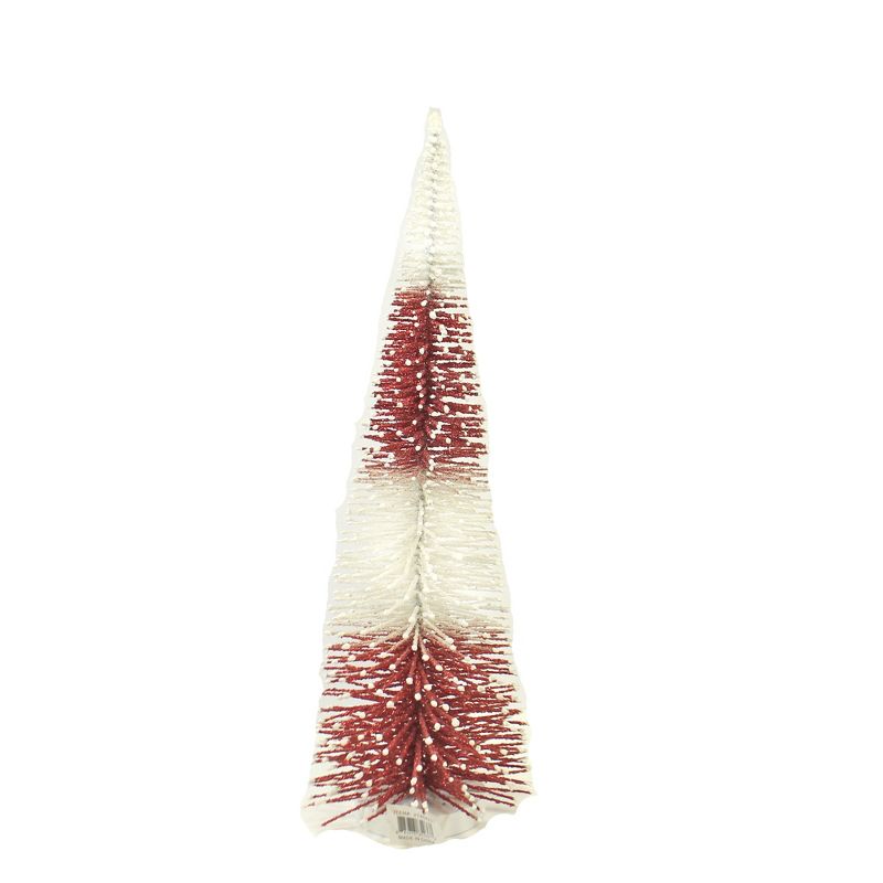 Christmas 18.0" Rd/Wh Bottle Brush Tree Med Home Decor 2-Tones  -  Decorative Figurines