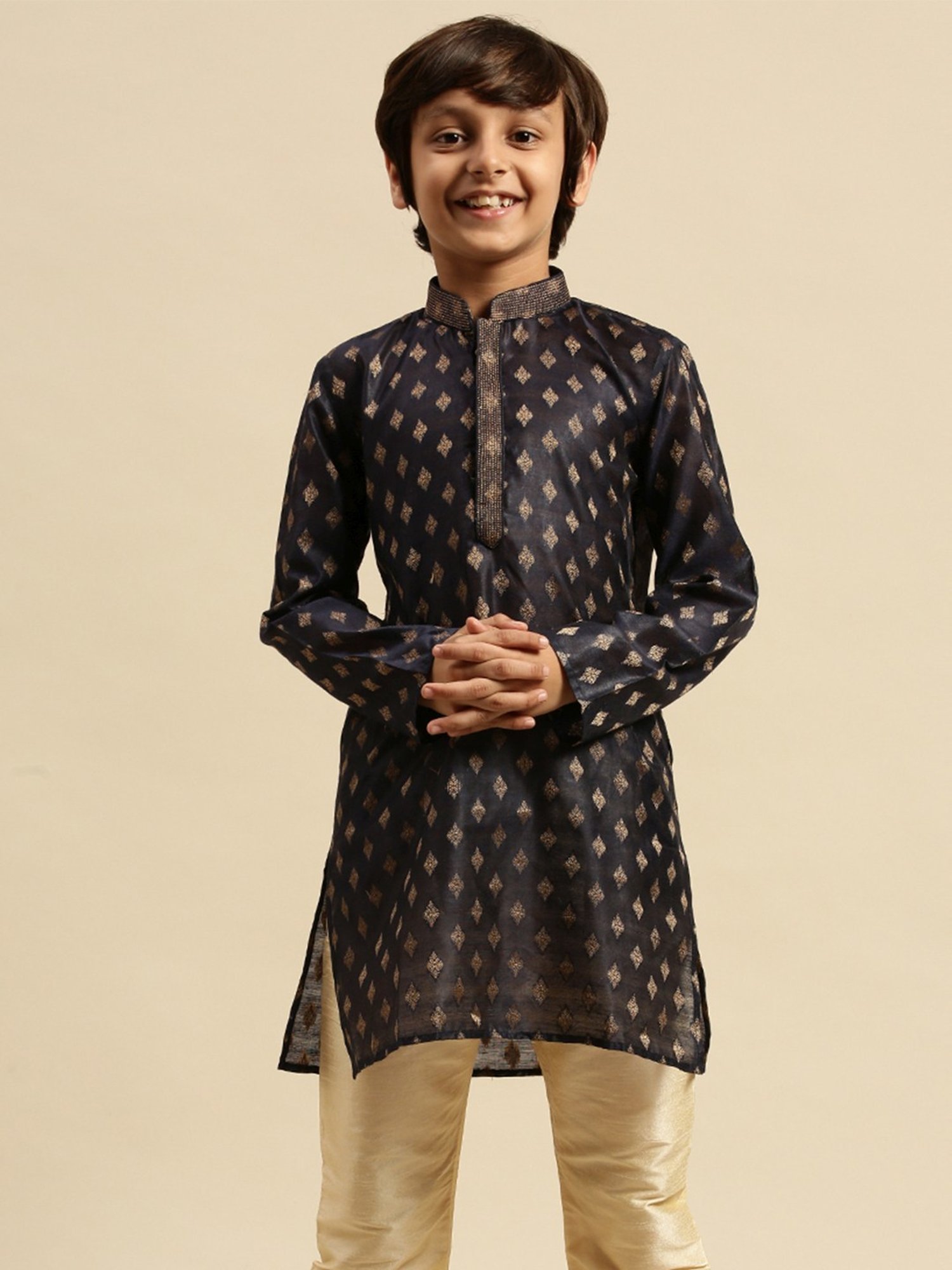 Sanwara Kids Deep Blue Embroidered Kurta