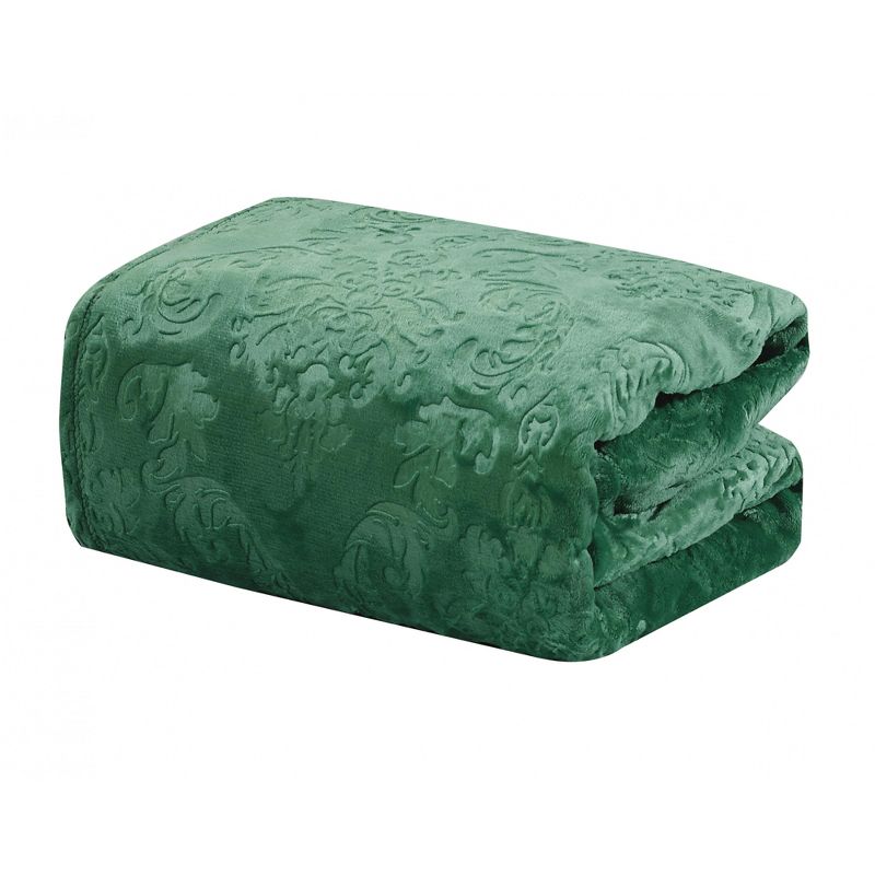 Styles of Versailles Luxurious Soft Embossed Flannel Throw  50" x 60" - Green