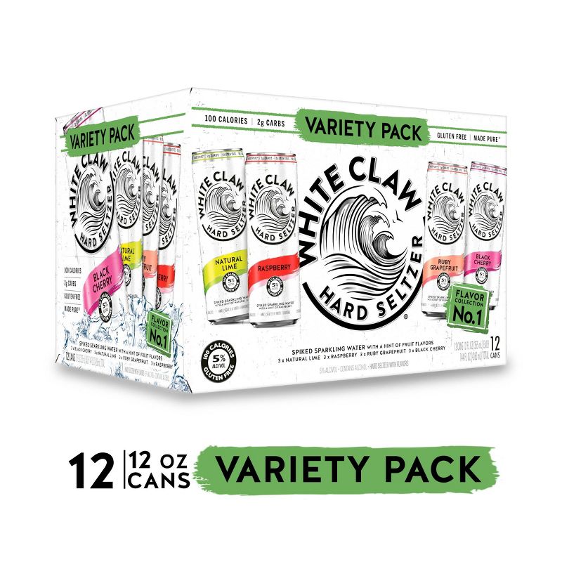 White Claw Hard Seltzer Variety Pack - 12pk/12 fl oz Slim Cans
