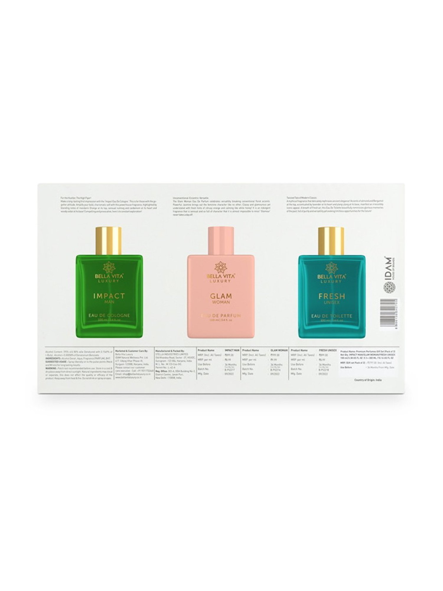 Bella Vita Luxury Premium Perfumes Gift Set - Pack of 3