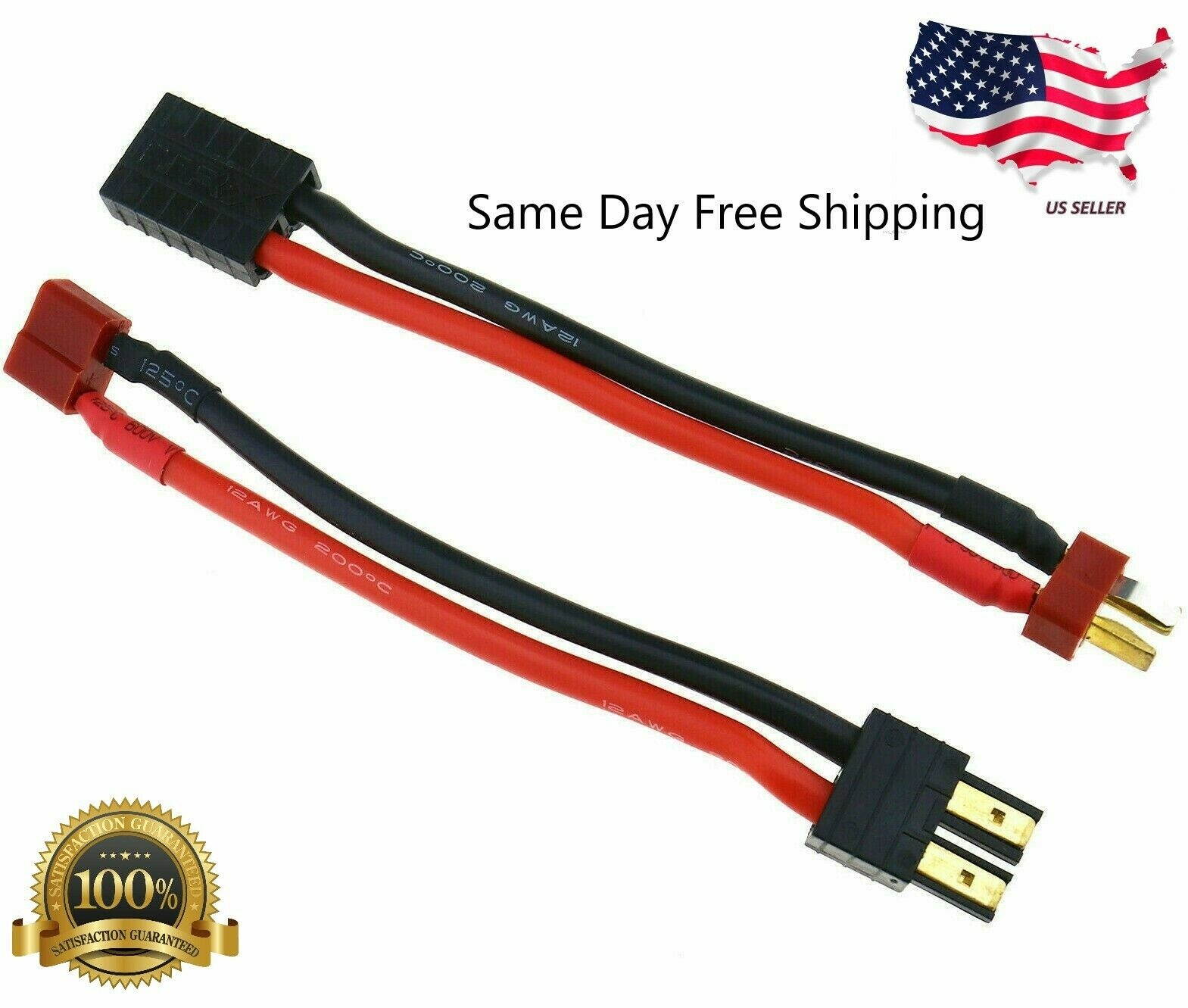 Male TRX to Female Deans T Plug Adapter Cables Connector 10cm Wire For Traxxas