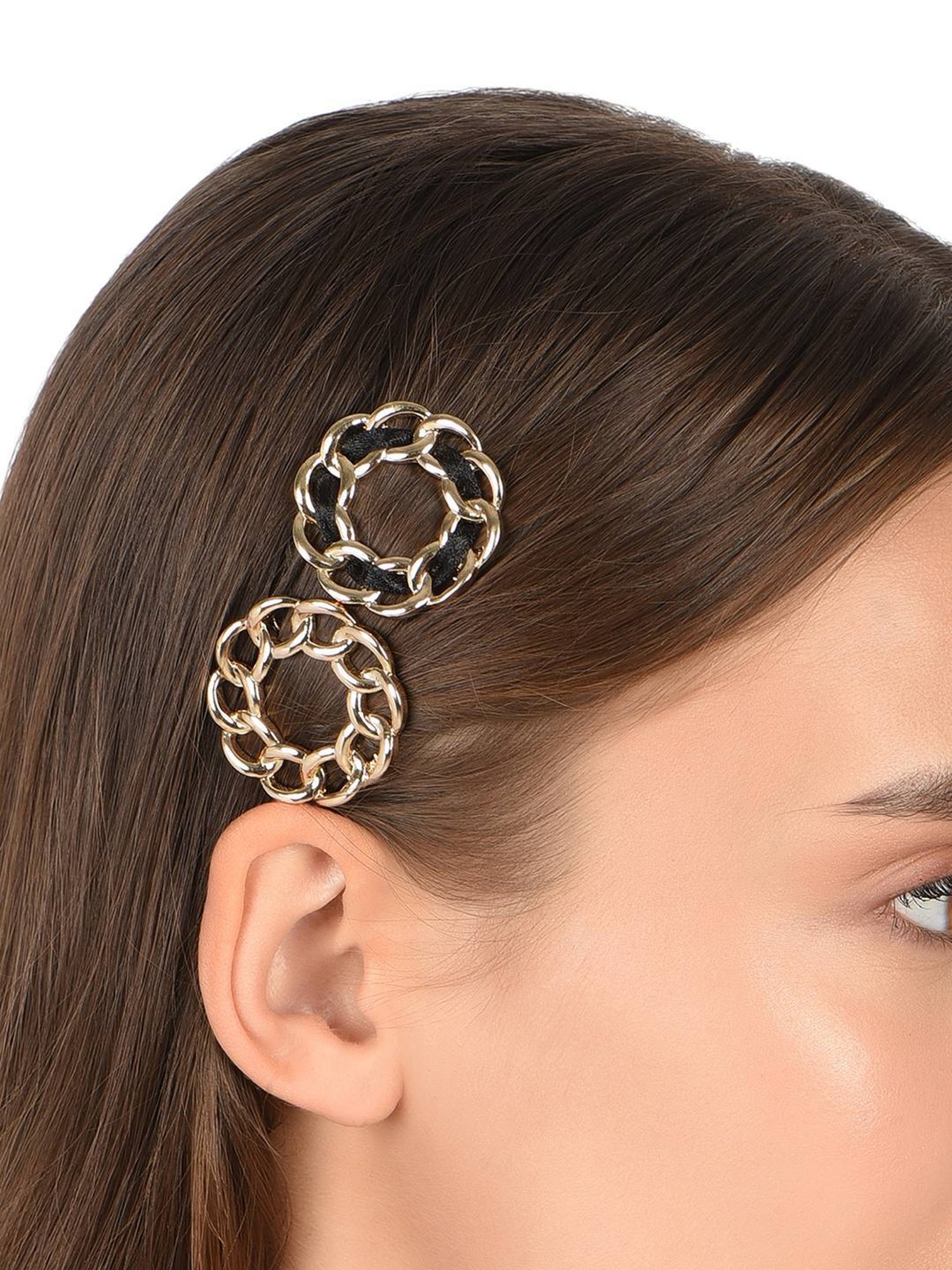 Lilly & Sparkle Gold-Toned Set of 2 Hollow Circular Hairpins