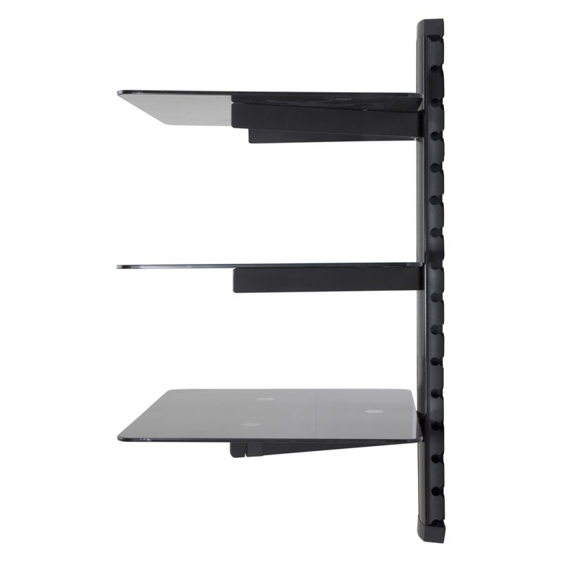 Wall Mounted AV Component Shelving System - 3 Shelves Black