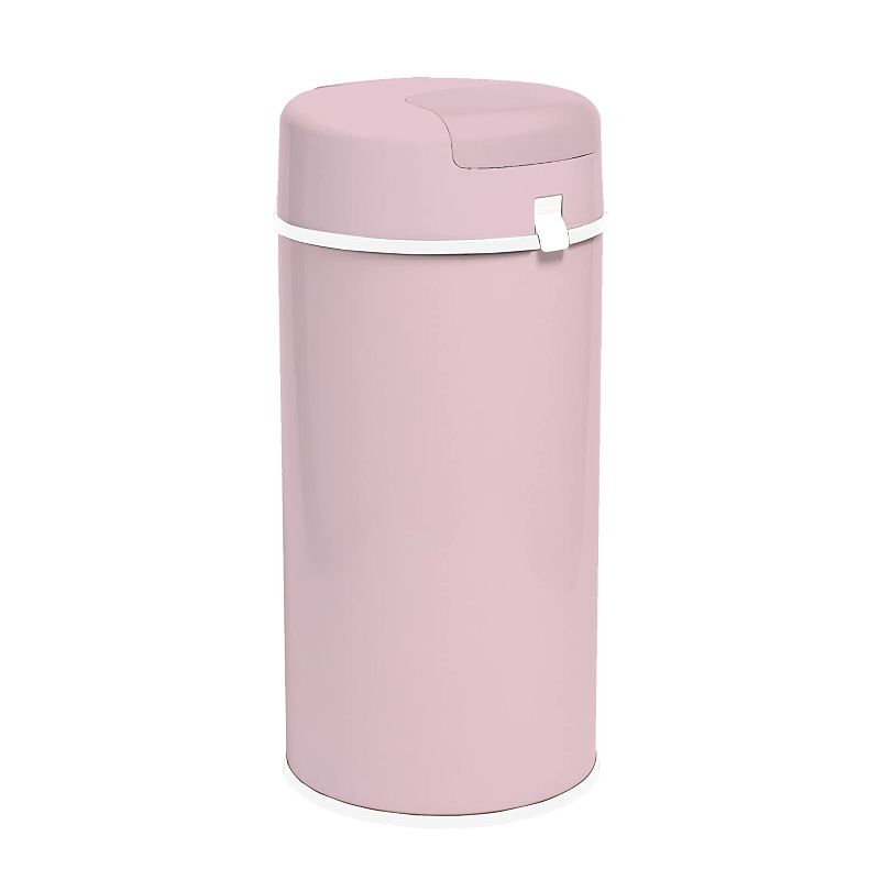 Bubula Step 64421 Premium Steel & Aluminum Diaper Waste Pail with Air Tight Lid and Security Lock for Nursery or Any Room Use, Light Pink