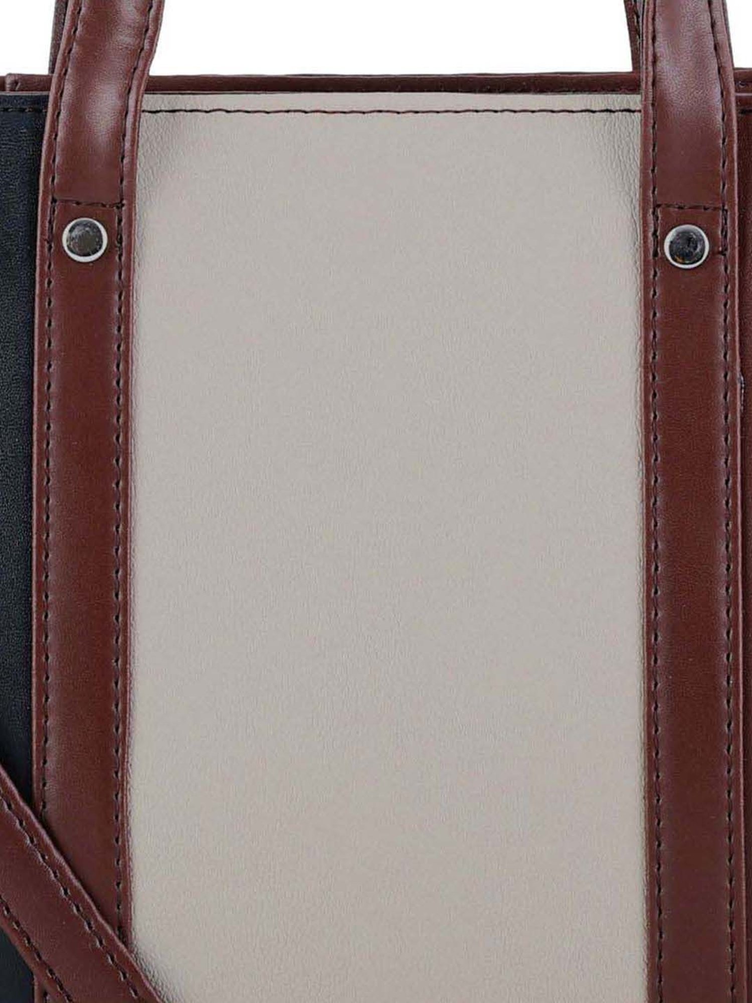 Toteteca Brown Color Block Medium Handbag