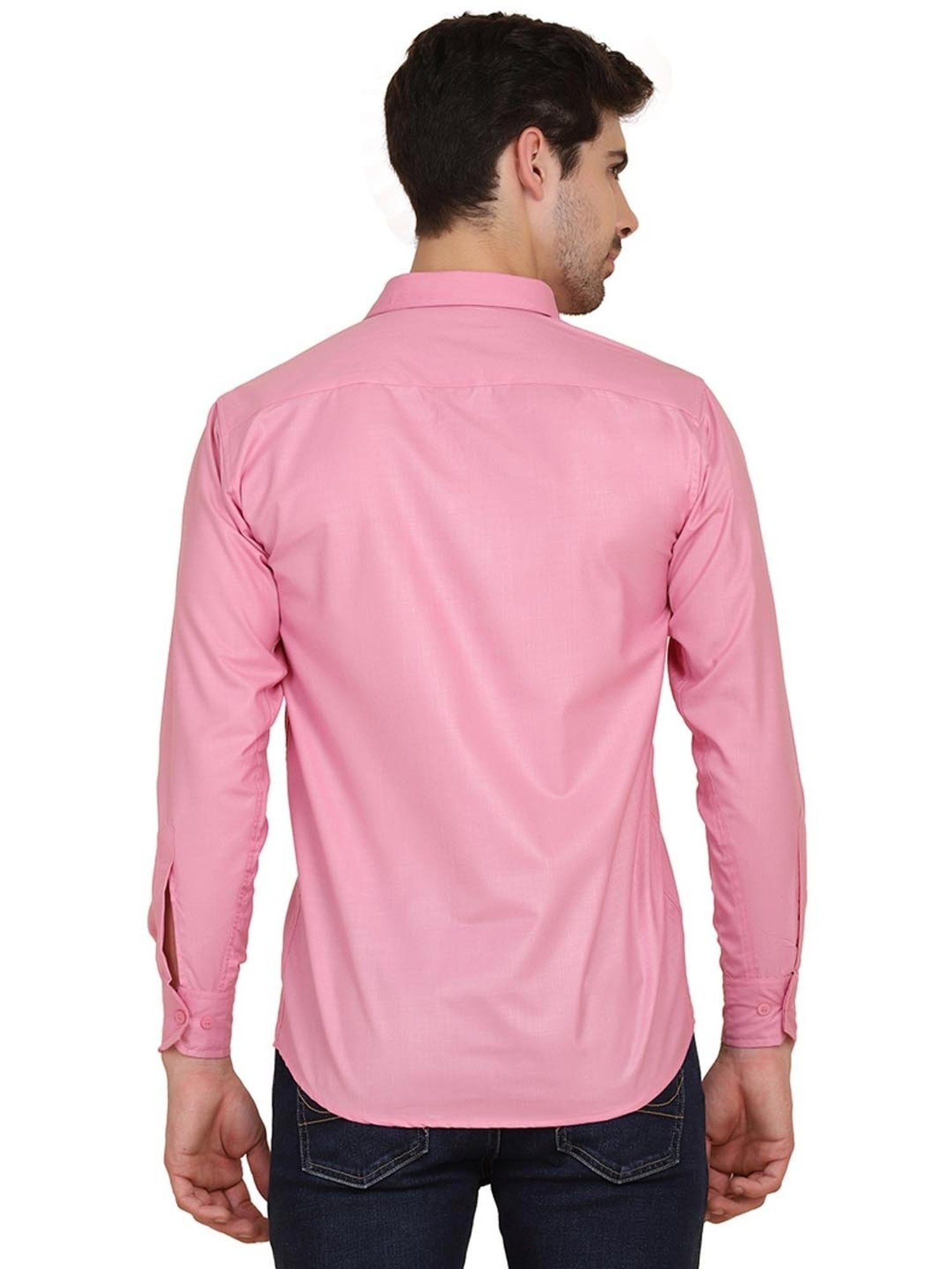 TAHVO Pink Cotton Slim Fit Shirt
