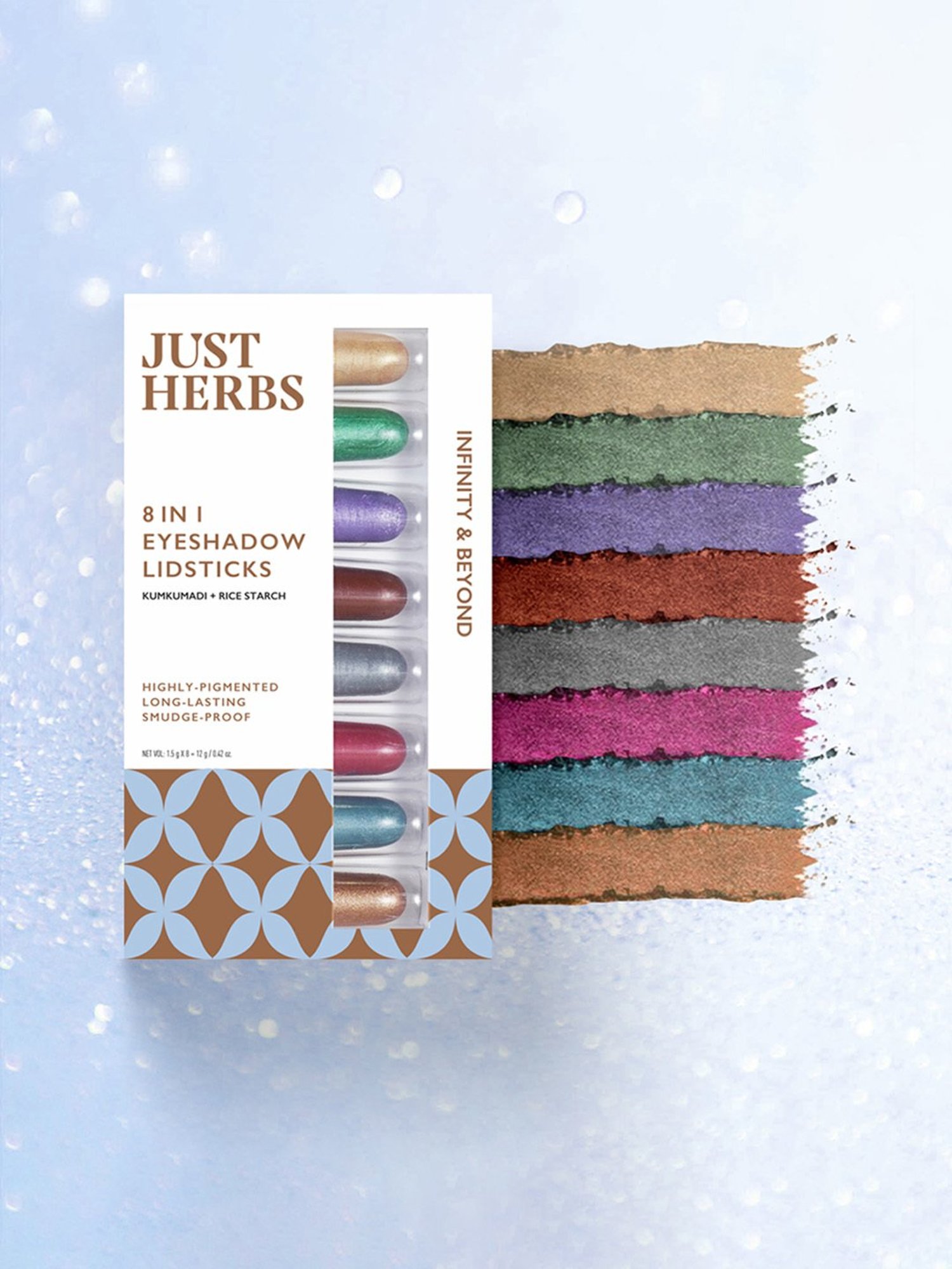 JUST HERBS 8 In 1 Eye Shadow Lidsticks Infinity & Beyond - Pack of 8