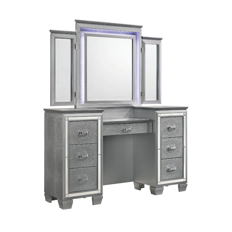 2pc Mallery Vanity Set with Stool Silver - HOMES: Inside + Out