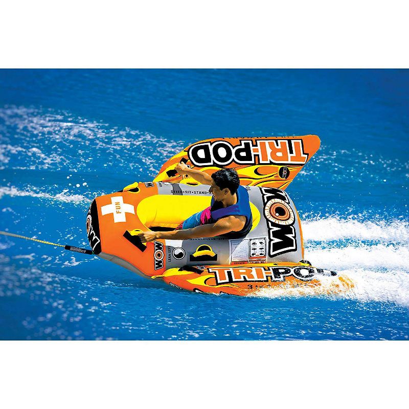WOW Watersports 13-1020 Tri Pod Single Person Towable Tube with Handles, Orange