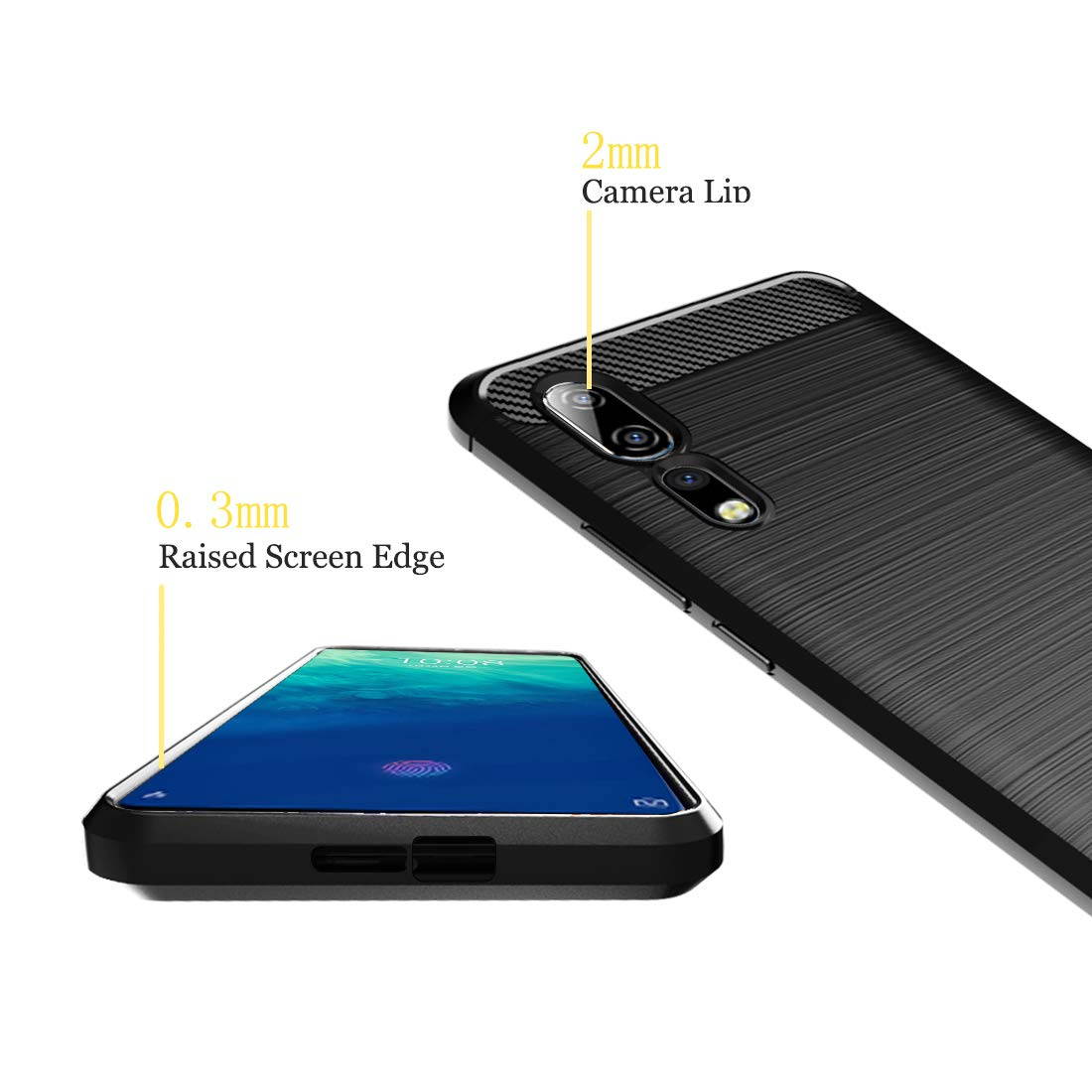 Dzxouui Compatible for ZTE Axon 10 Pro Case,Protective Phone Cover Shockproof Soft TPU Cases for ZTE Axon 10 Pro(DL-Black)