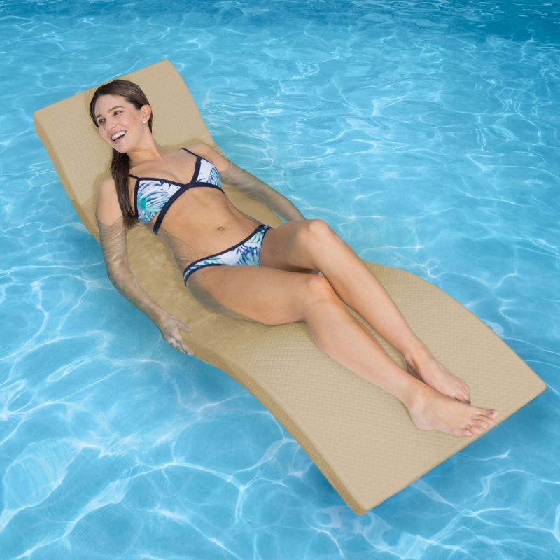 SwimWays Terra Sol Sonoma All Weather Waterproof Rattan Swimming Pool Spa Chaise Lounge Floating Chair, Light Beige (2 Pack)