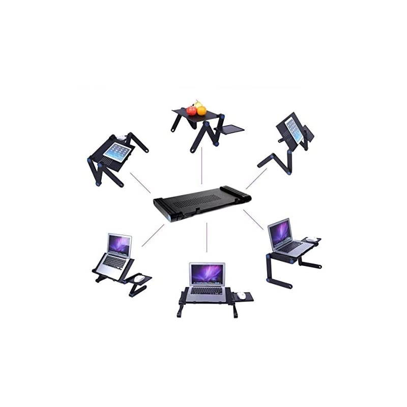 Laptop Bed Table, Portable Laptop Workstation Notebook Stand Reading Holder with 2 CPU Cooling Fans and Mouse Pad in Bed Couch Sofa Office