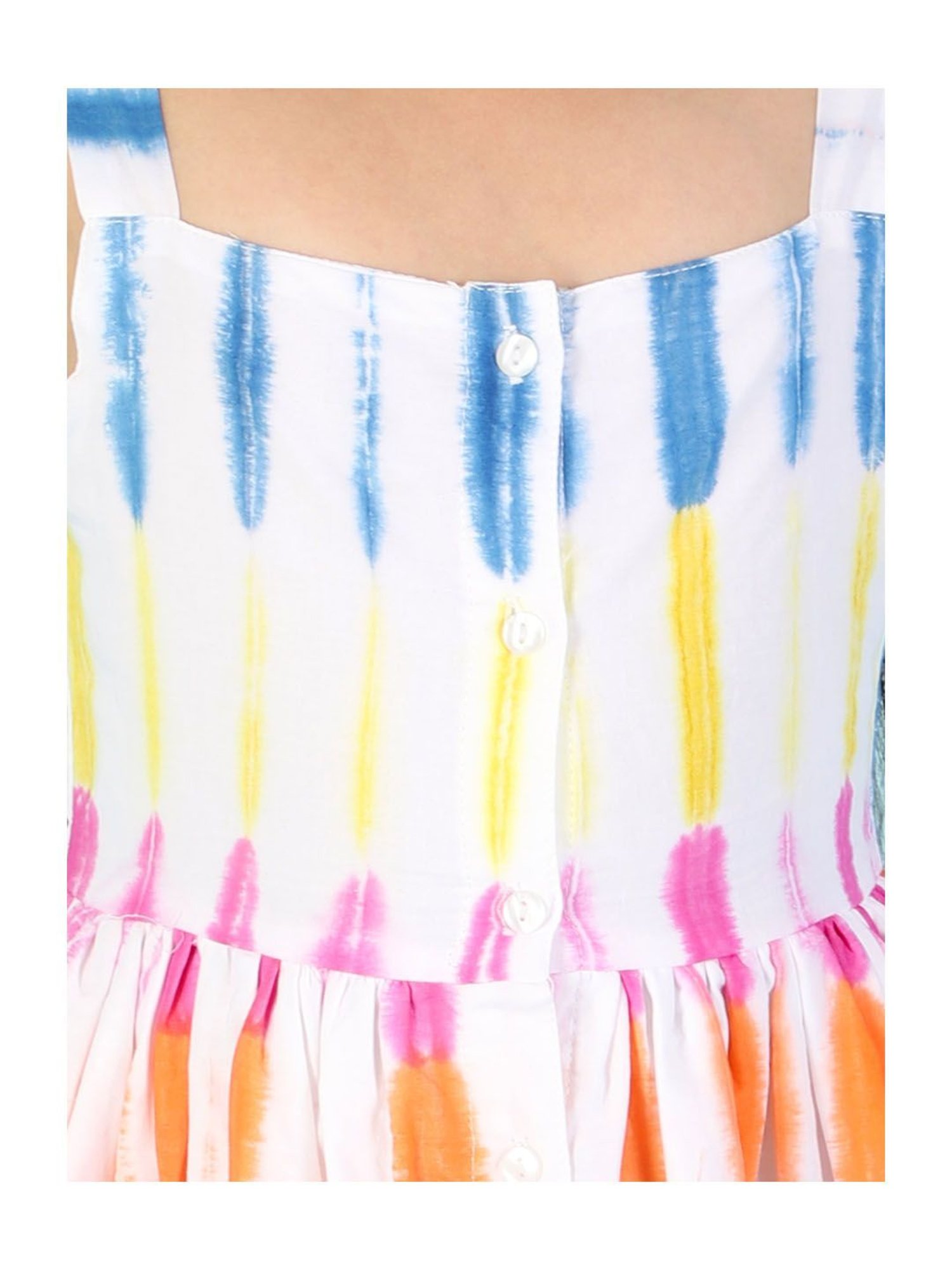 Lil Drama Kids White Printed Dress