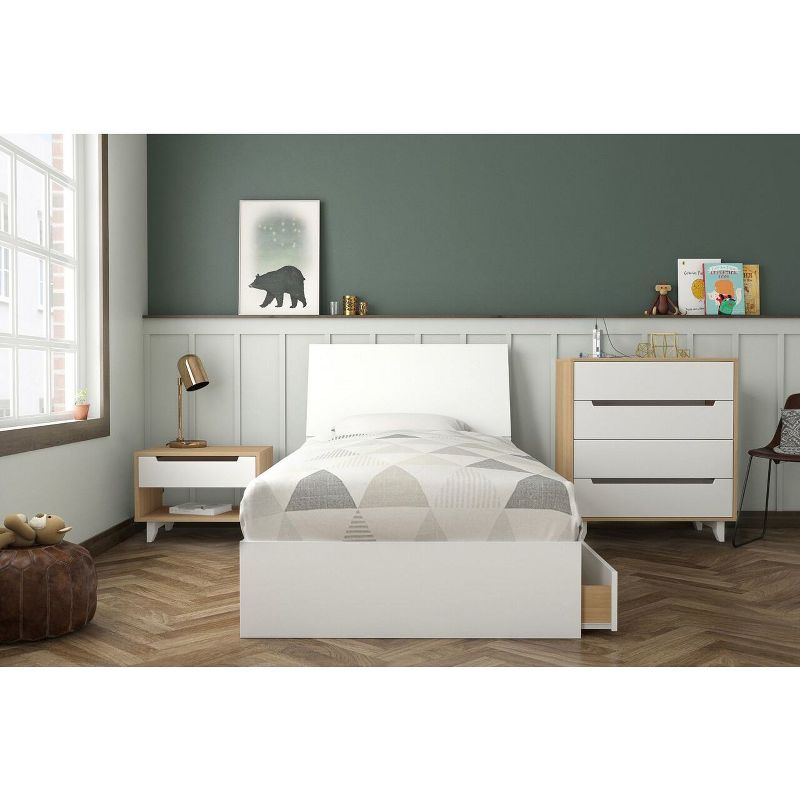 4pc Twin Radiance Platform Bed Bundle Natural Maple/White - Nexera - Nexera