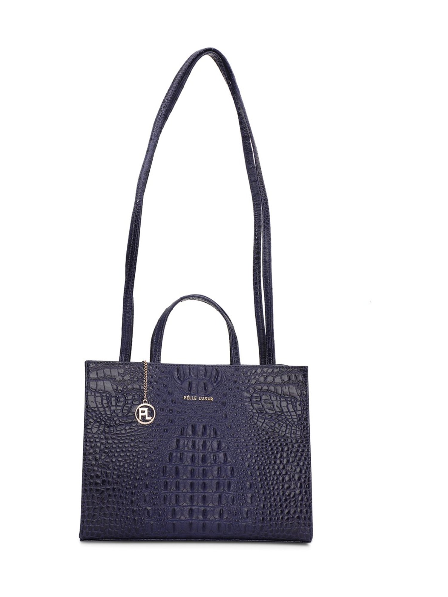 PELLE LUXUR Royal Airforce Blue Textured Medium Chiara Satchel Handbag