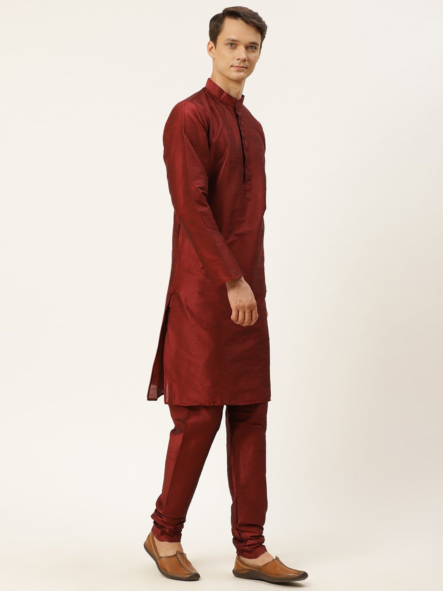 Sojanya Maroon Regular Fit Printed Kurta Set With Jacket