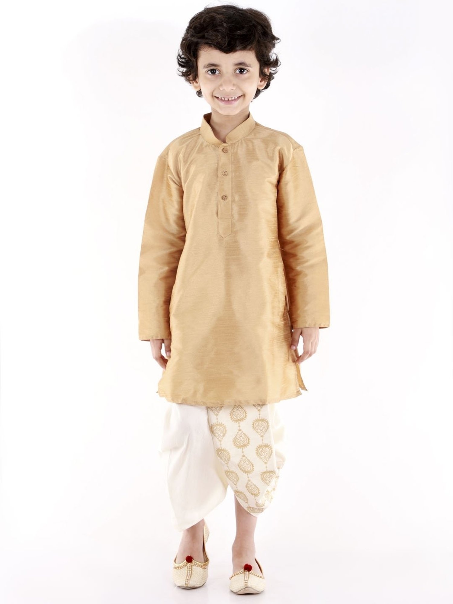 VASTRAMAY Kids Cream Embroidered Dhoti
