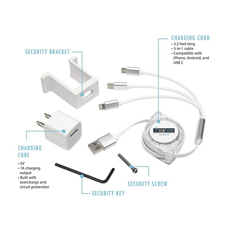 Cell Phone Charger Lock (2 Pack), Compatible with iPhone and Android, Keeps Cellular-Charging Cable and Cube Locked in Place
