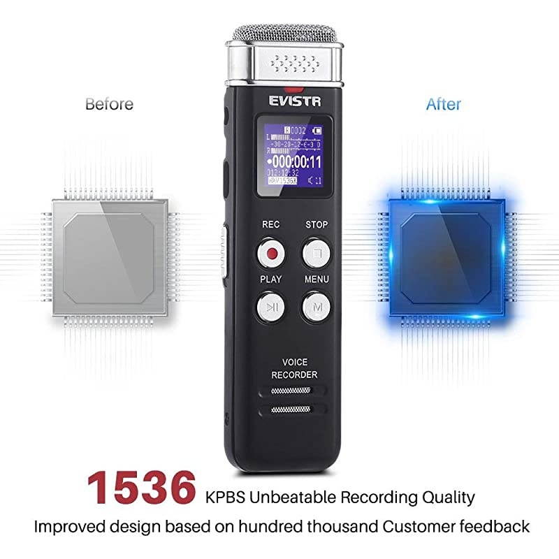 16GB Digital Voice Recorder Voice Activated Recorder with Playback Upgraded Small Tape Recorder for Lectures Meetings Interviews Mini Audio Recorder USB Charge MP3