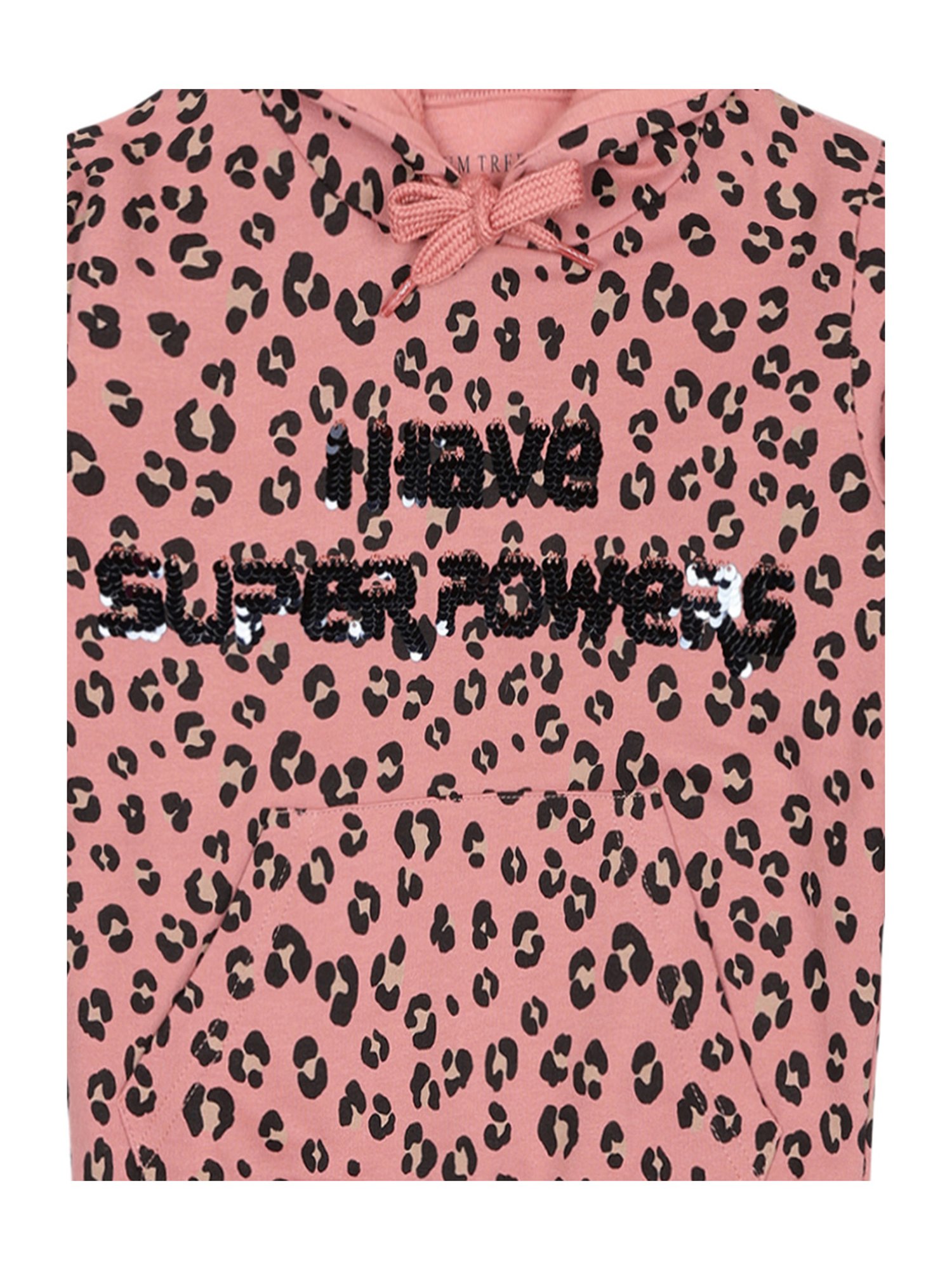 Plum Tree Kids Peach Embellished Full Sleeves Hoodie Sweatshirt