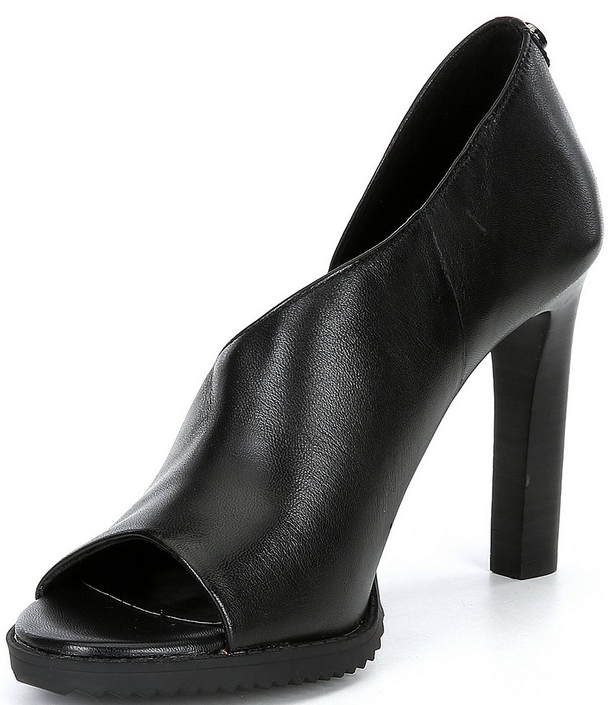 KARL LAGERFELD PARIS Brette Leather Peep-Toe d'Orsay Heels