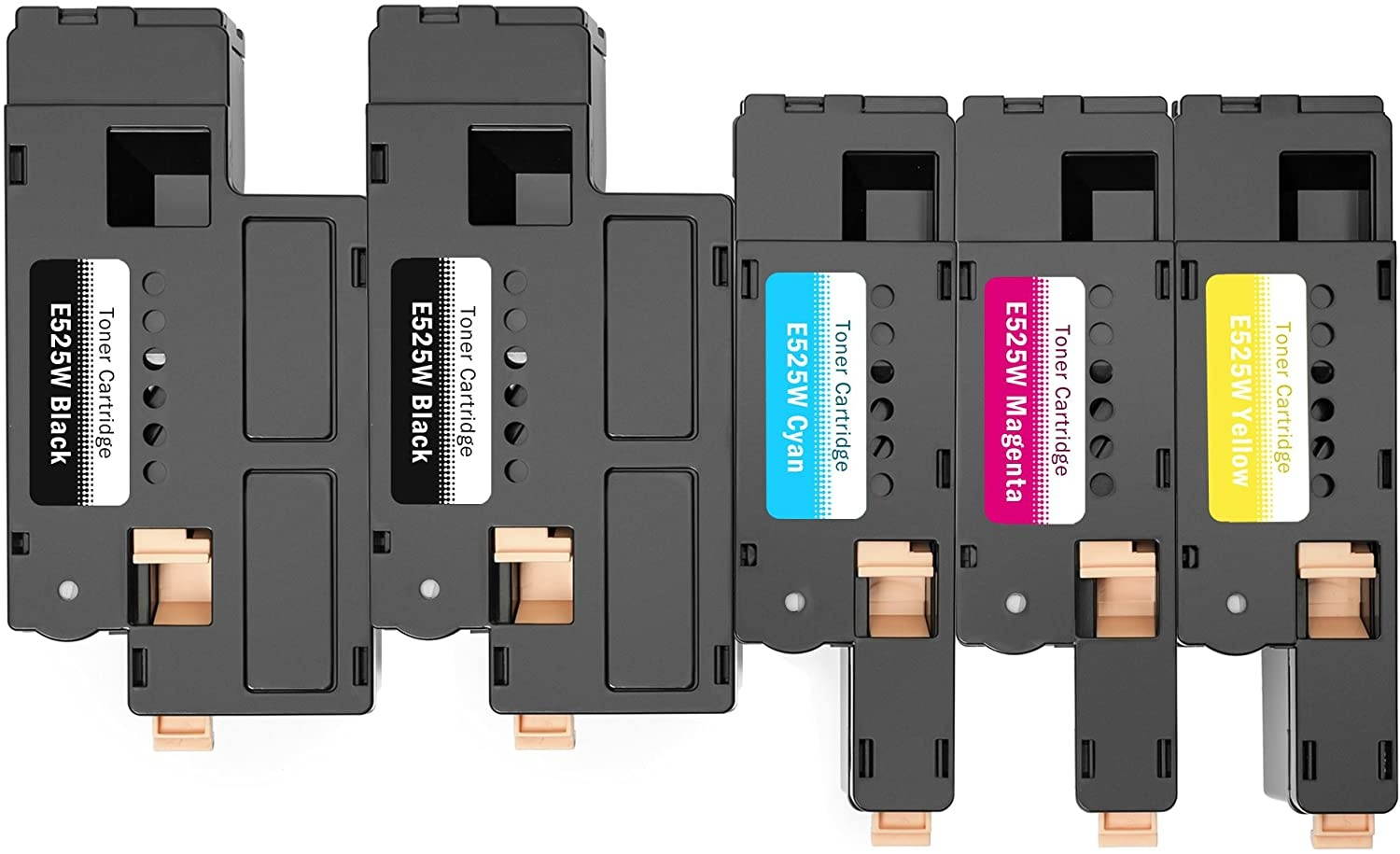 Limeink 5 Pack Compatible High Yield Laser Toner Cartridges Replacement for Dell E525W 525W 525 E525 DPV4T H3M8P (2 Black, 1 Cyan, 1 Magenta, 1 Yellow) Compatible with E525W E525DW Color Laser Printer
