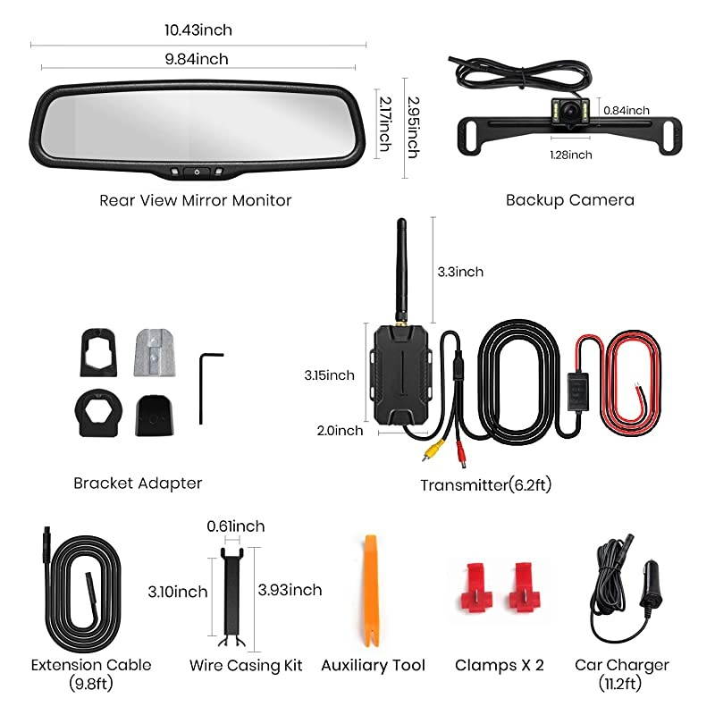 T1400 Upgrade Wireless Backup Camera Kit Easy Installation with No Wiring No Interference OEM Look with IP 68 Waterproof Super Night Vision Rear View Camera