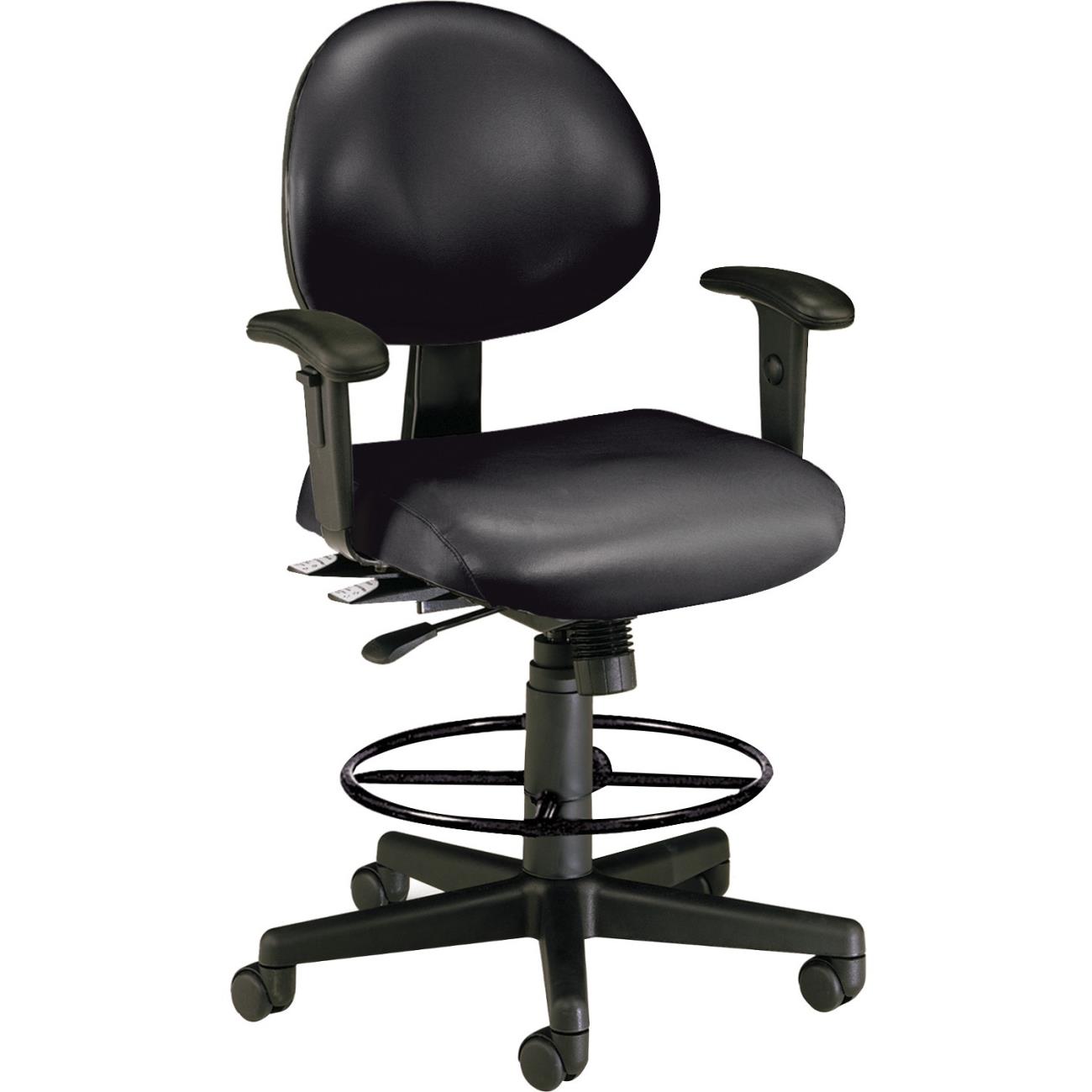 OFM 24 Hour Ergonomic Task Chair with Arms and Drafting Kit, Anti-Microbial/Anti-Bacterial Vinyl, in Black (241-VAM-AA-66)